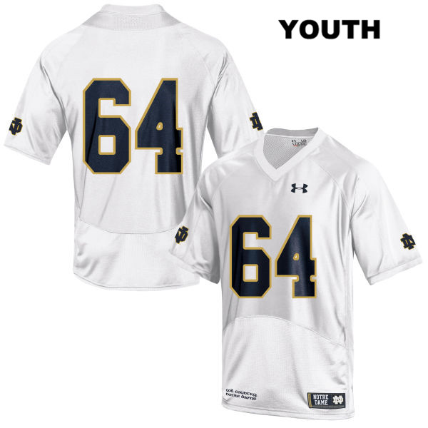 Youth NCAA Notre Dame Fighting Irish #64 Max Siegel Stitched College Under Armour Authentic White No Name Football Jersey QW10L74FG